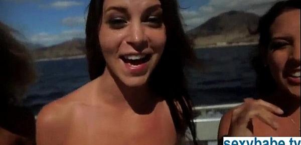 Stunning babes nude on a boat